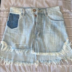 One Teaspoon Denim Skirt W Dark Blue Unique Pocket